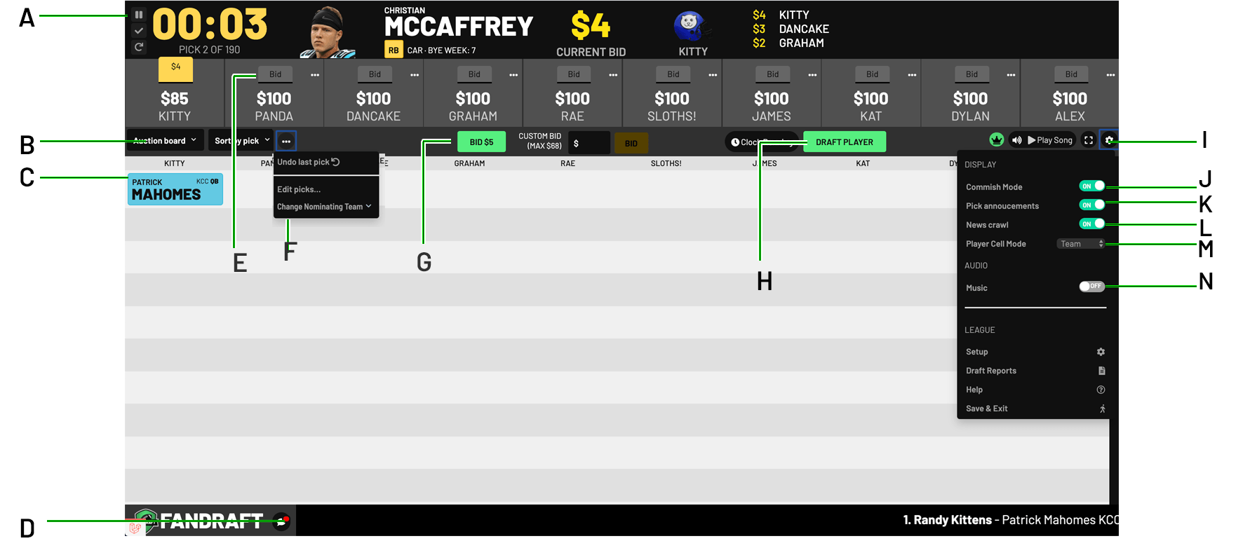 Auction Draft  FanDraft: Documentation