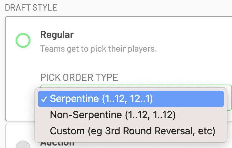 Draft Types and Formats : FanDraft Help Desk